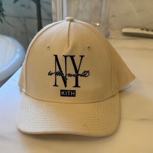 Kith Kids Cream Baseball Cap with Black NY Embroidery